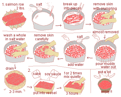 Illustration: Rice topped with salmon eggs